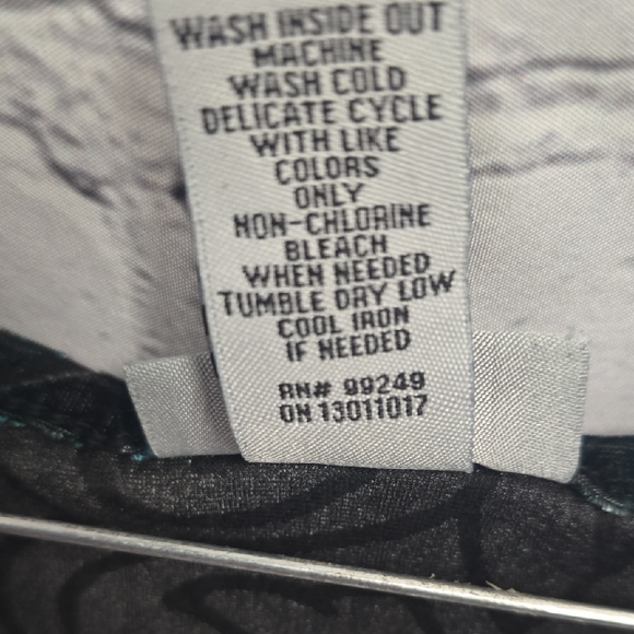 Catherines Black and Teal Iridescent 3X Burout Blouse - Picture 3 of 9